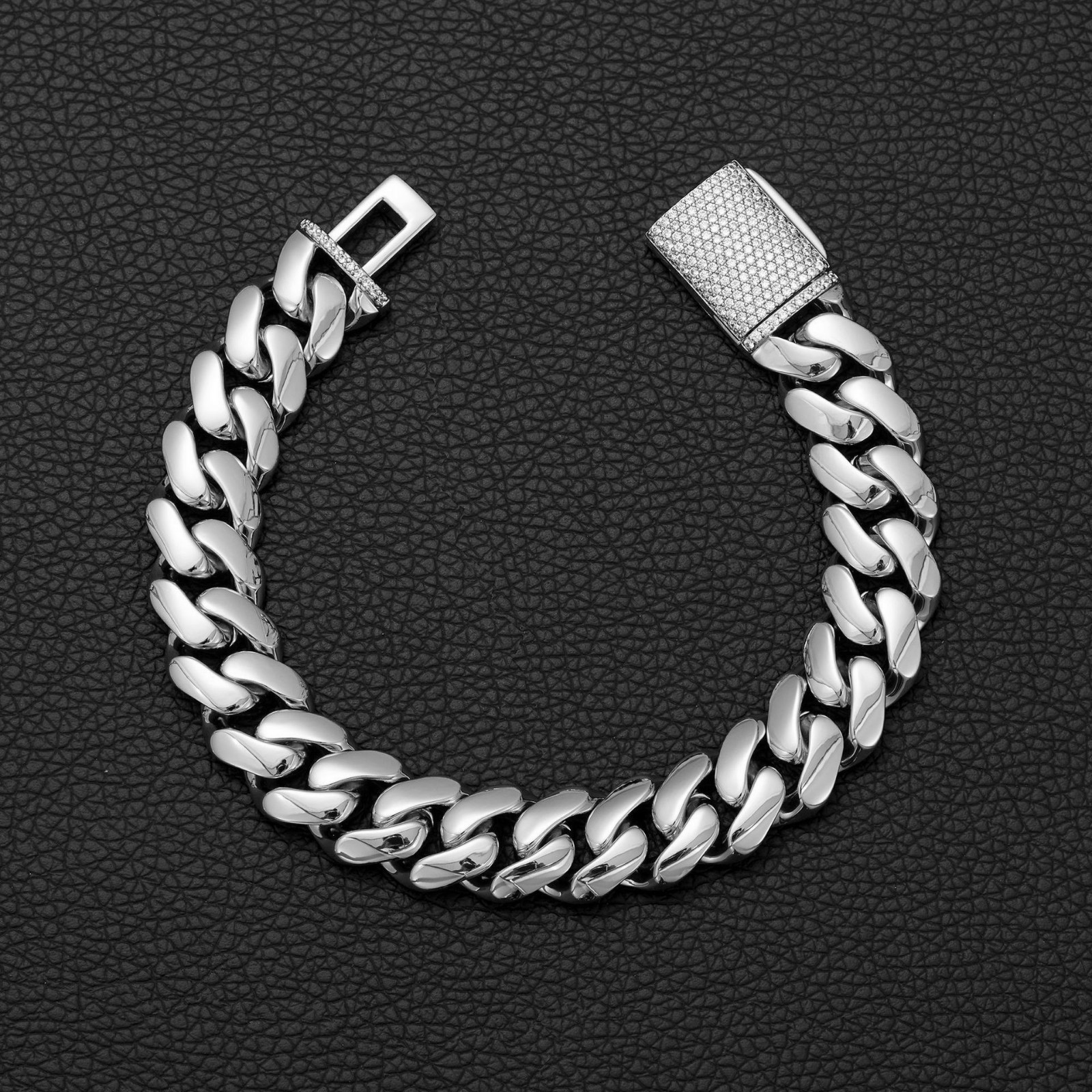 8-22MM Stainless Steel Miami Hip Hop Cuban Chain Necklace Bracelet CZ Clasp