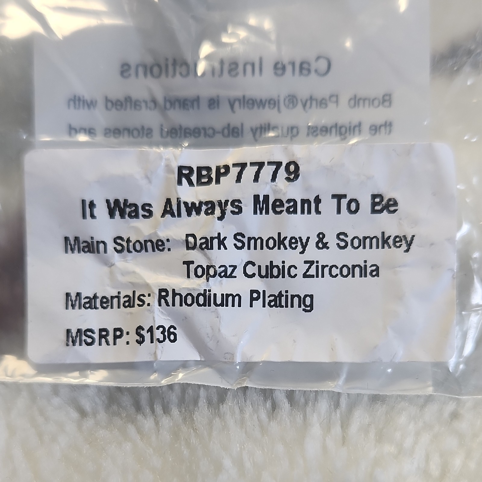 BP RBP7779 “It Was Always Meant To Be” Smokey Topaz CZ On Rhodium Plated Sz 9