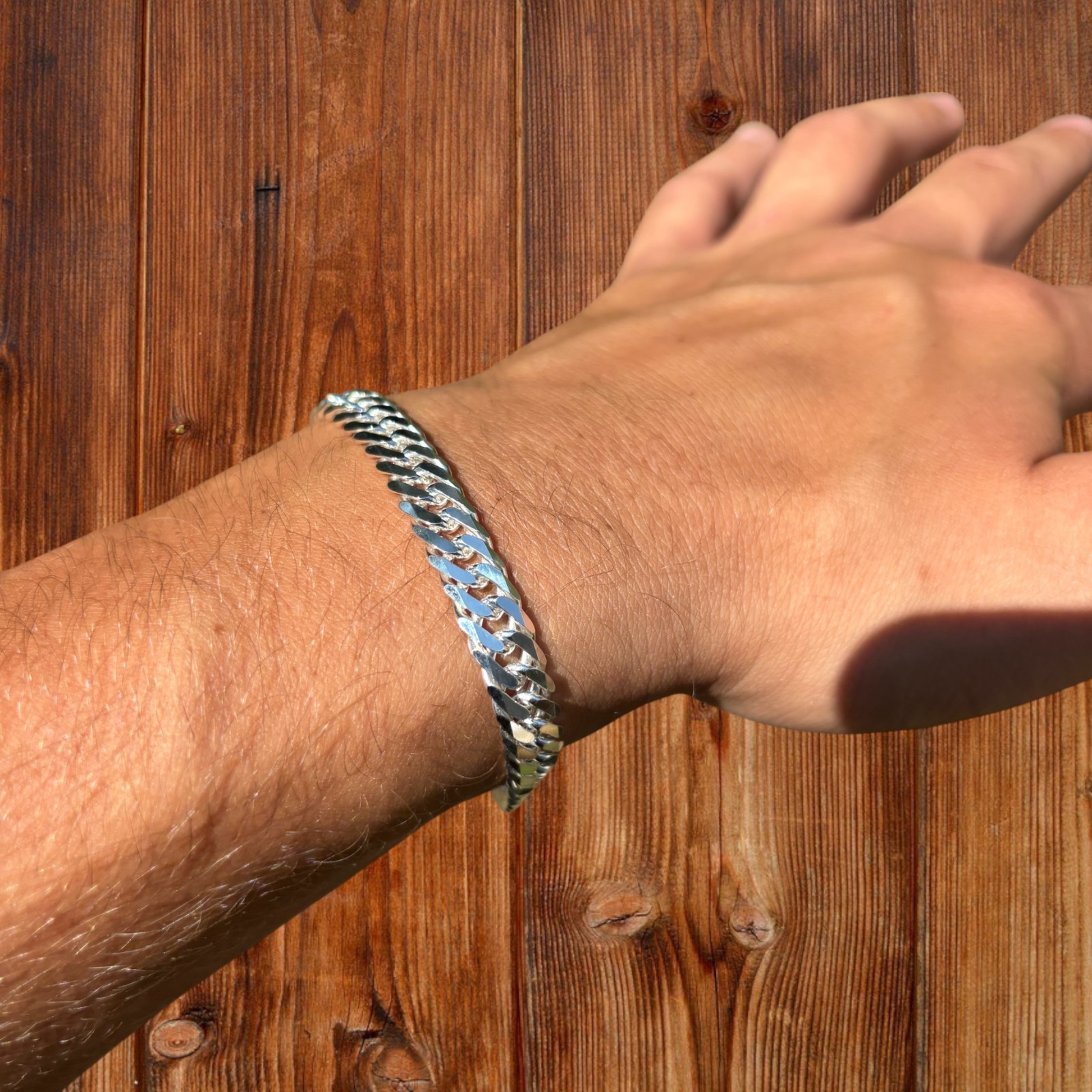 8mm Double Curb Link Bracelet – Real Solid 925 Sterling Silver MADE IN ITALY