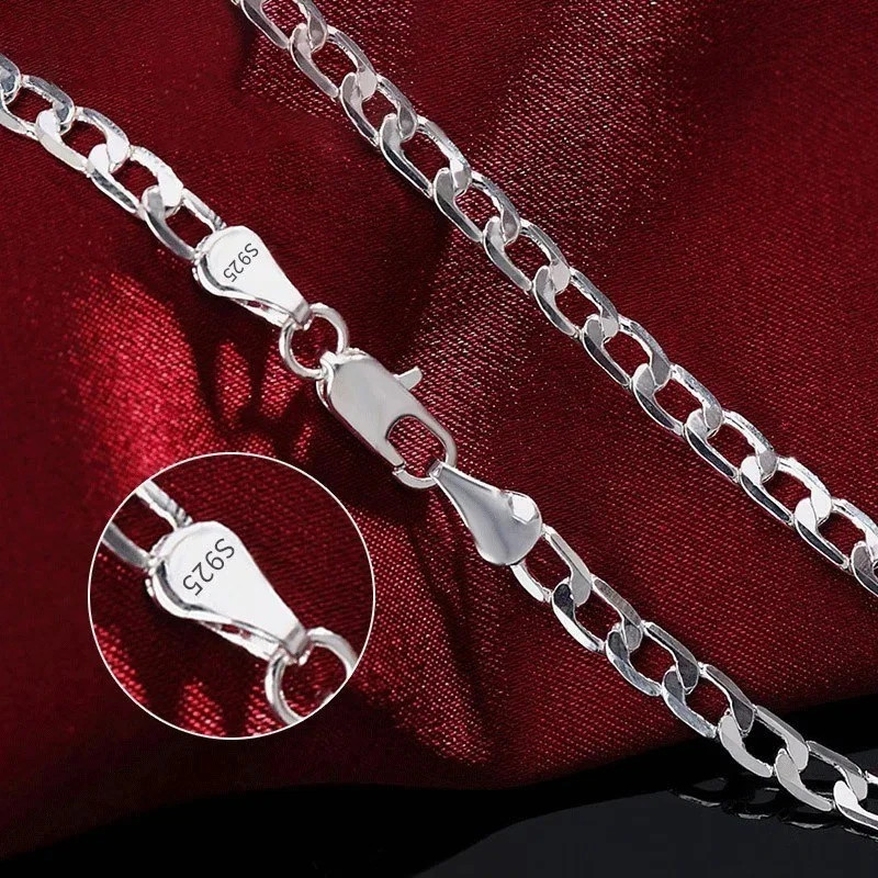 Genuine 925 Sterling Silver Curb Chain Necklace Lobster Clasp 16″-30″ Gifts UK