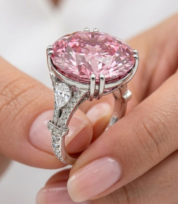 RARE 5.00 Ct Certified Round Cut Pink Natural Diamond Ring White Gold Finish