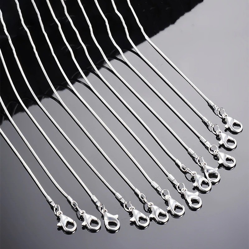 925 Sterling Silver 5pcs 16-30 Inch 1.2mm Snake Chain Necklace For Woman Man