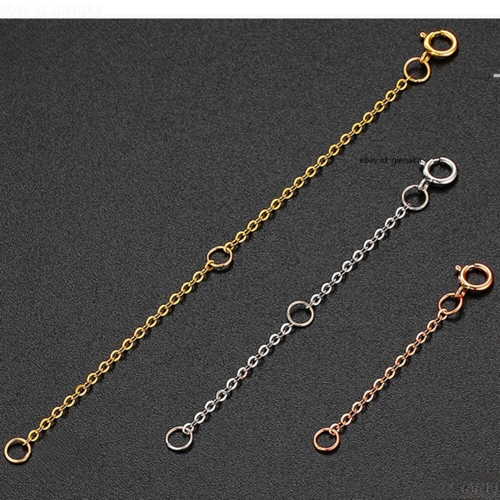 Pure 18K Yellow Gold O Chain Link Extender Bracelet Extension Safety Necklace
