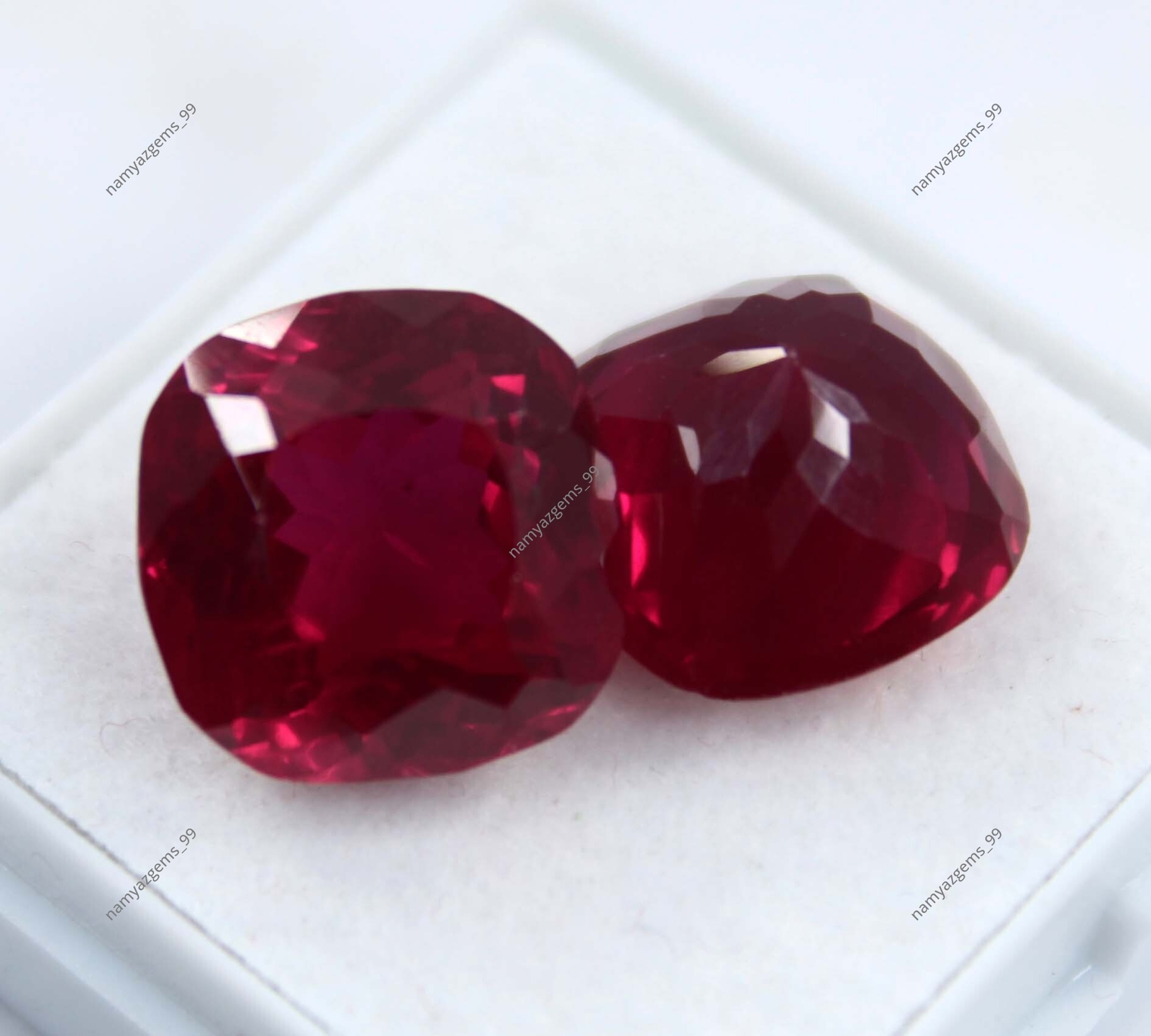 Natural Ruby Square Shape 18 Ct CERTIFIED Pigeon Blood Red Loose Gemstone Pair