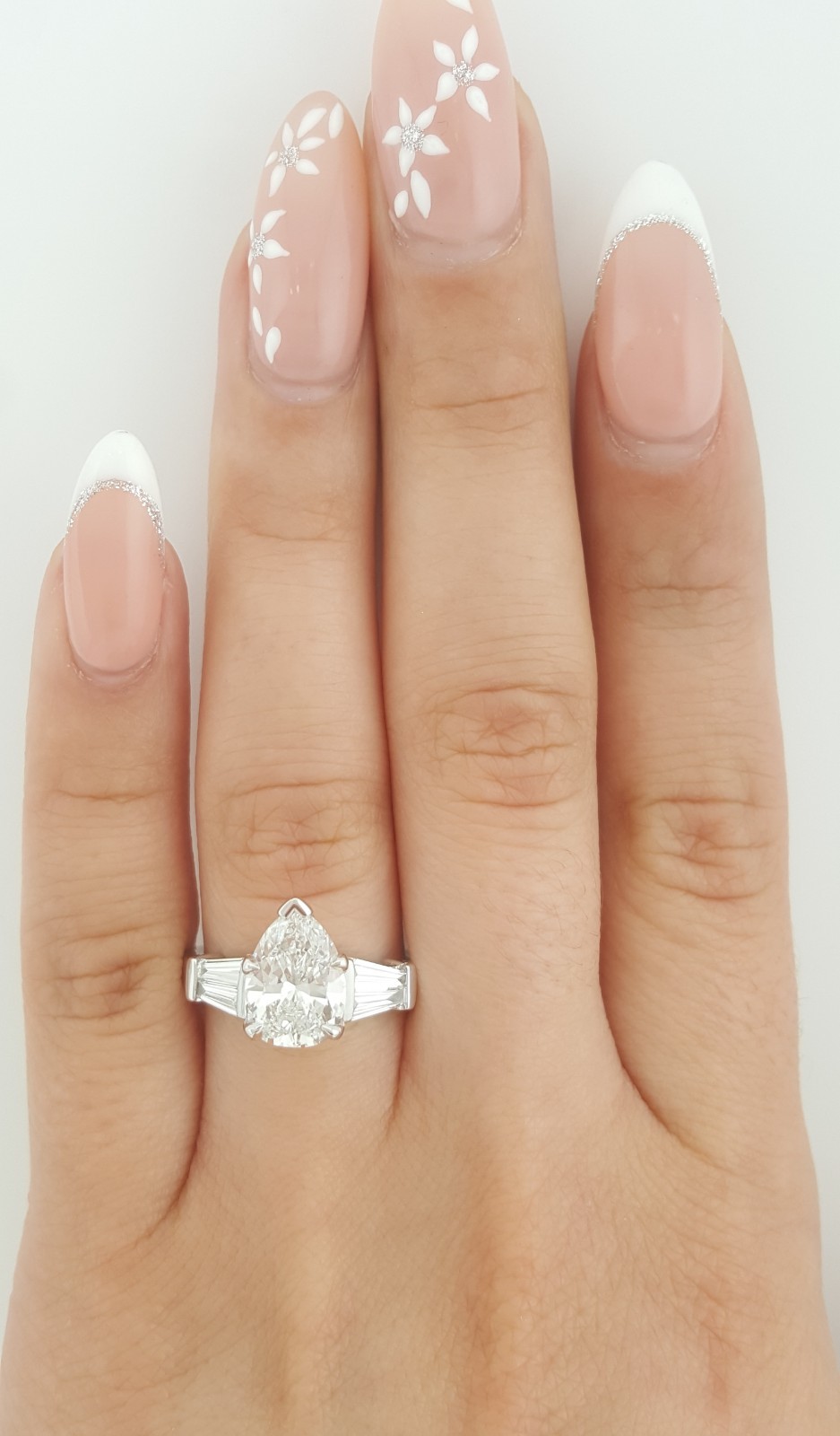 Pear Tapered Baguette Diamond Engagement Ring 2.42 ct Platinum GIA Retail $45K
