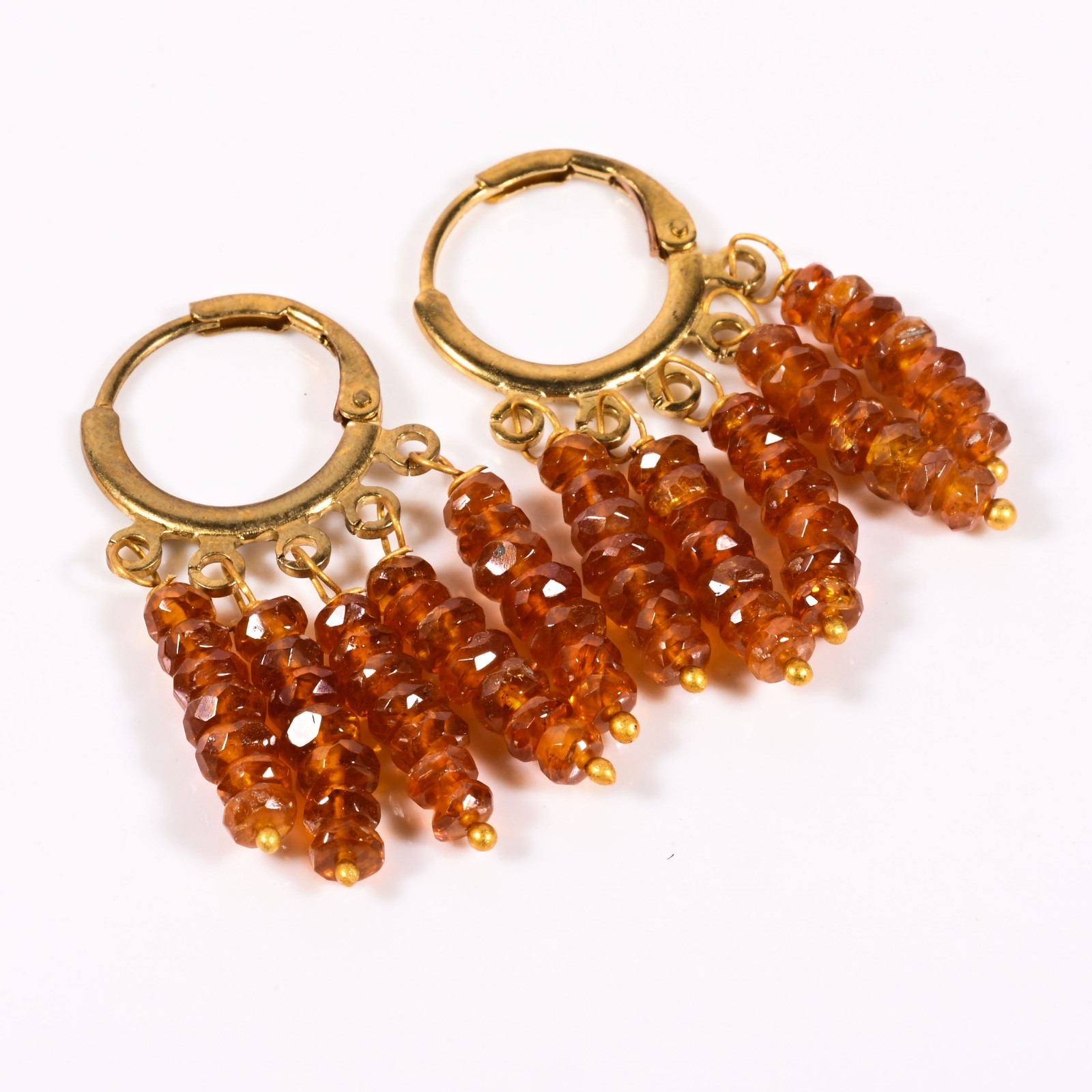 Orange Kyanite Dangle Earrings Handmade Wire Wrapped Faceted Gemstone