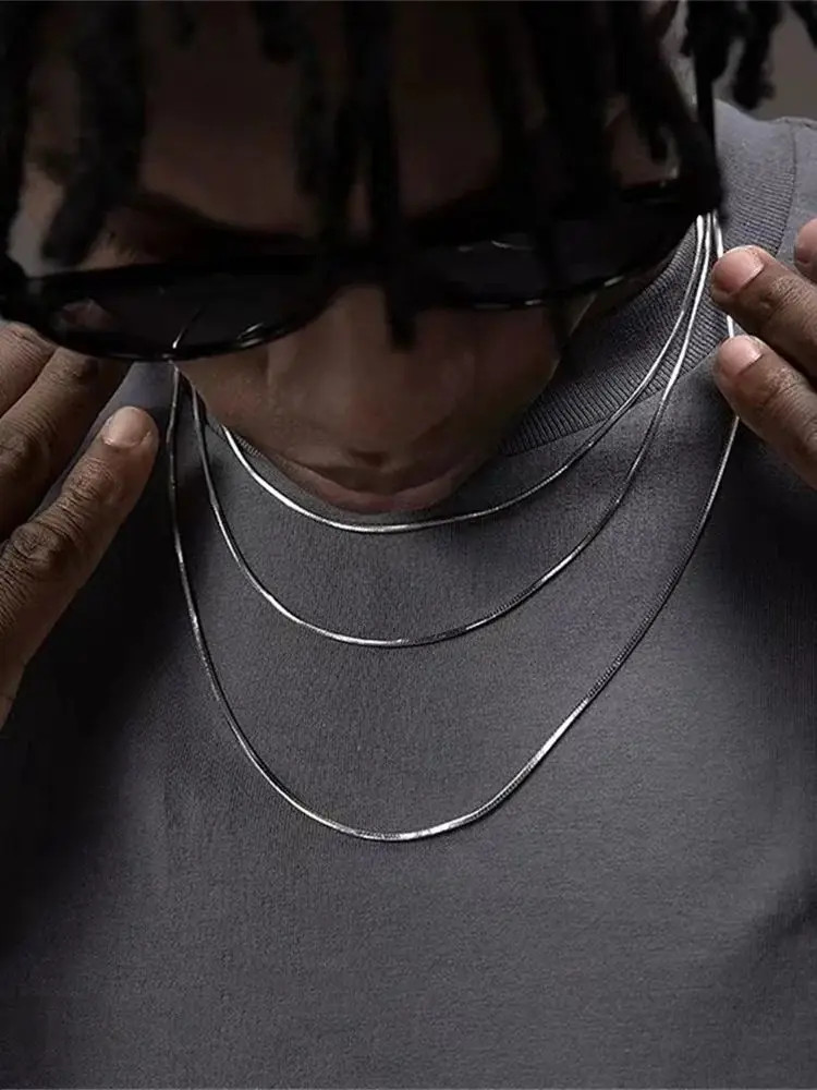 Simple Gold Color Stainless Steel Chain Necklace For Men Hip Hop Jewelry Accesso