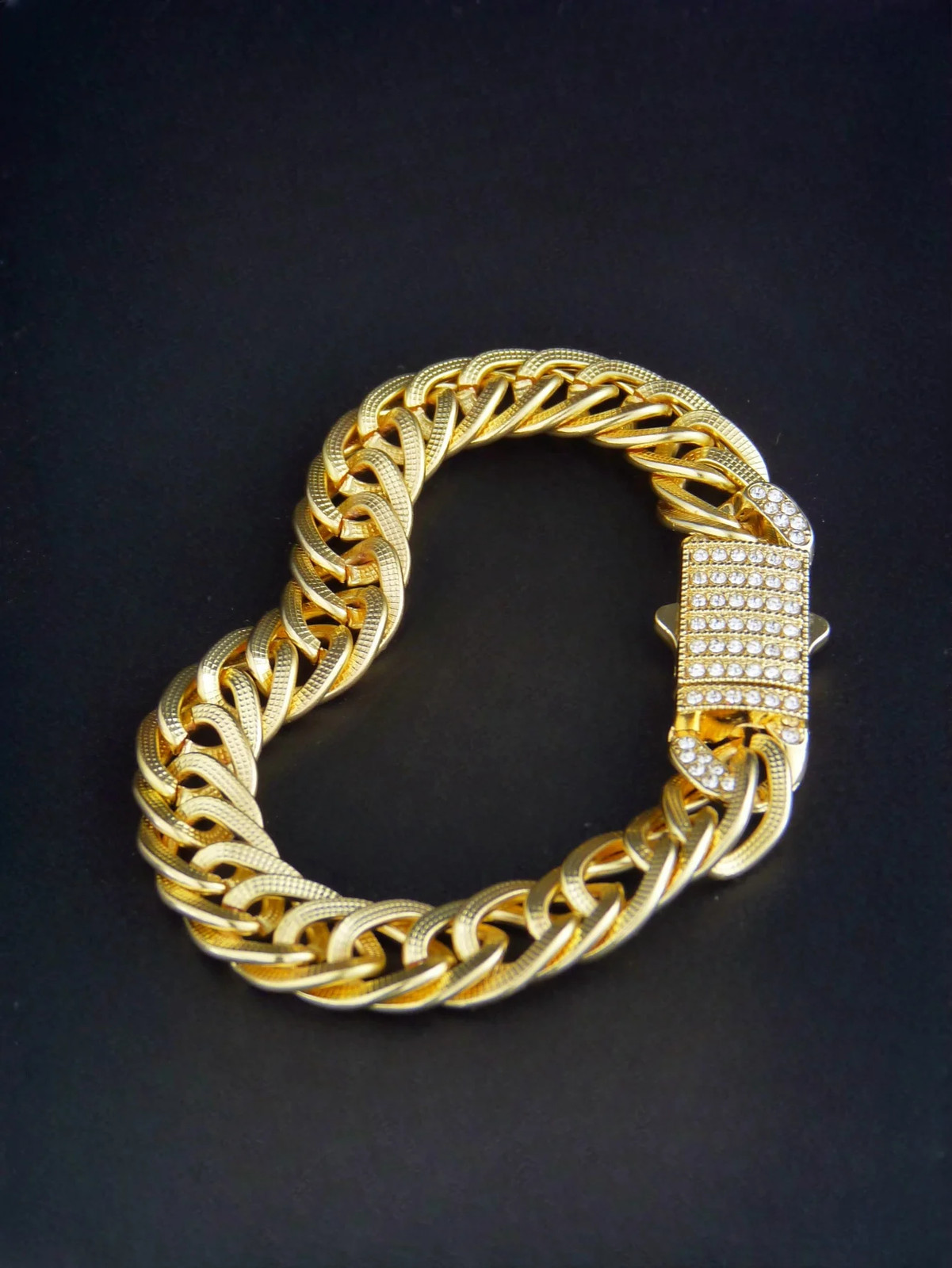 1 Piece Hip Hop Punk Style 14K Gold Plated Cuban Chain Style Chunky Chain Bracel