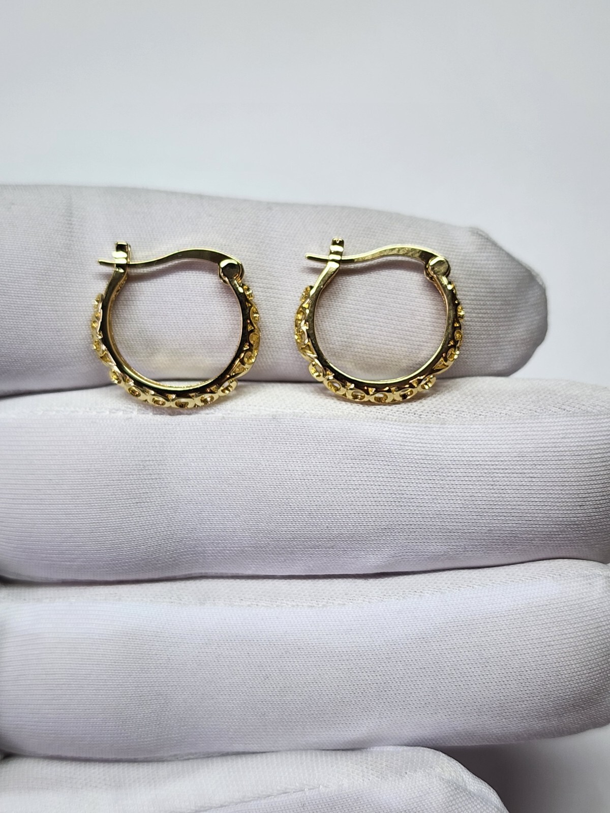 Gold Plated Hoop Dangle Earrings Fashion Jewelry For Women 18mm Medium Size