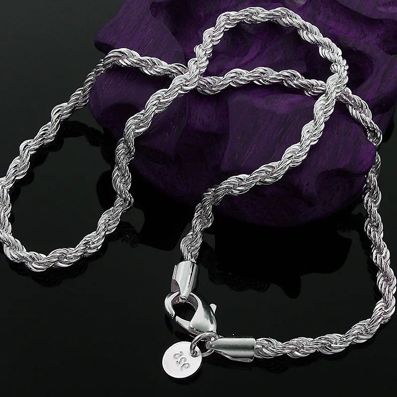 925 Sterling Silver Italian Rope Chain Men’s Necklace 4mm – NEW**