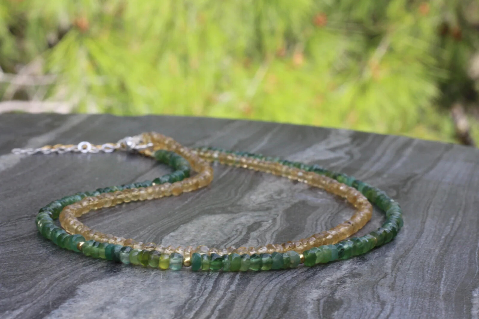 Dainty Citrine Beaded Necklace Yellow Crystal Choker November Birthstone Gift