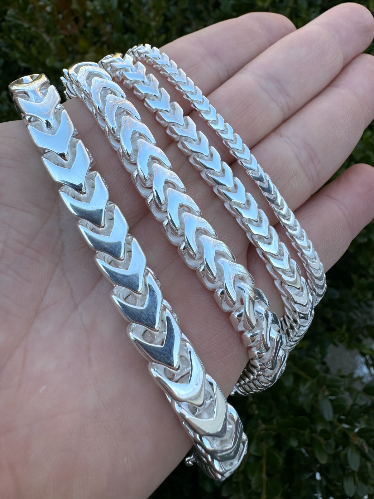 Mens BIG 4-10mm Franco Bracelet Real 925 Silver Box Clasp Handmade In Mexico