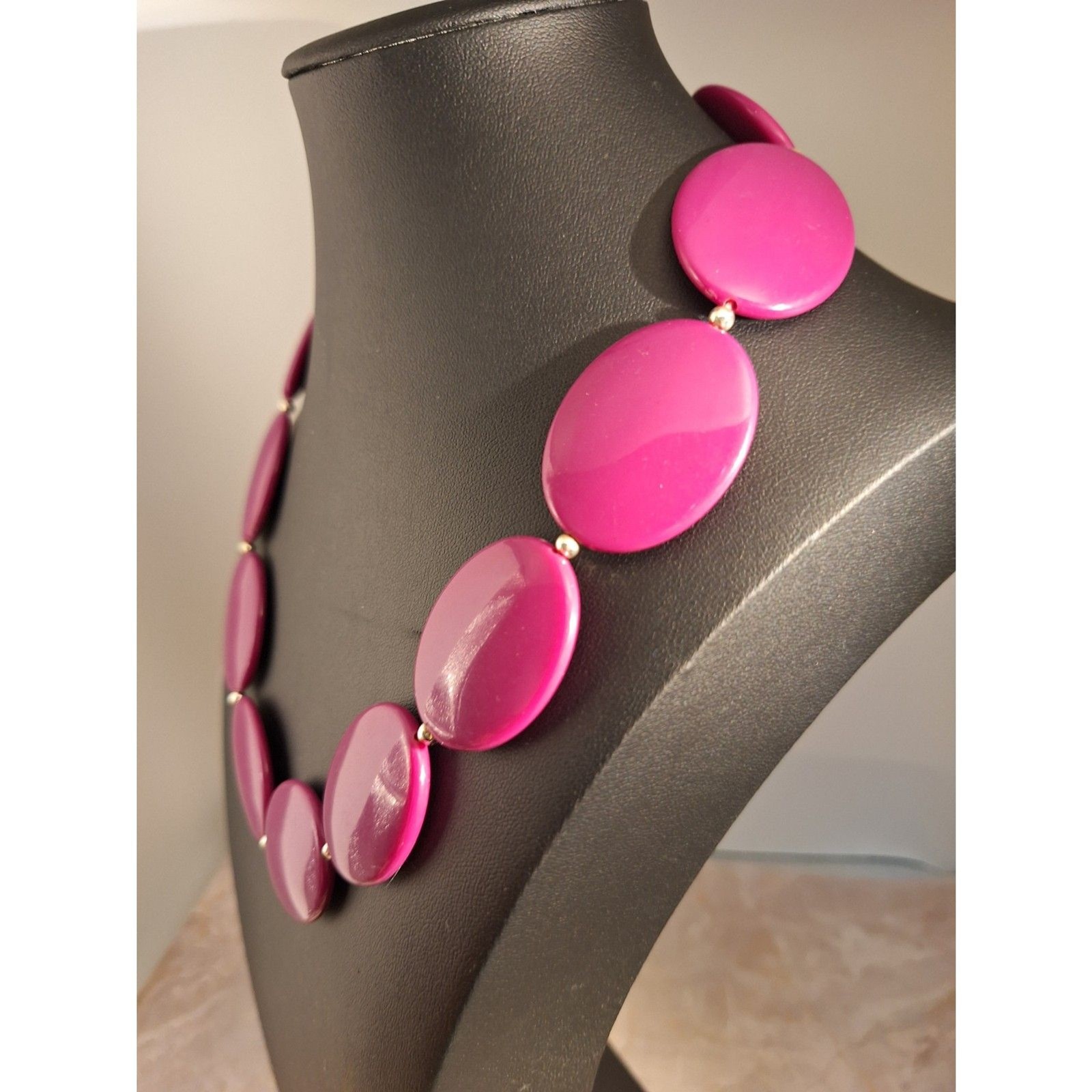 Acrylic Beaded Mid-Century Modern Style Necklace Purple Elegant Office Siren