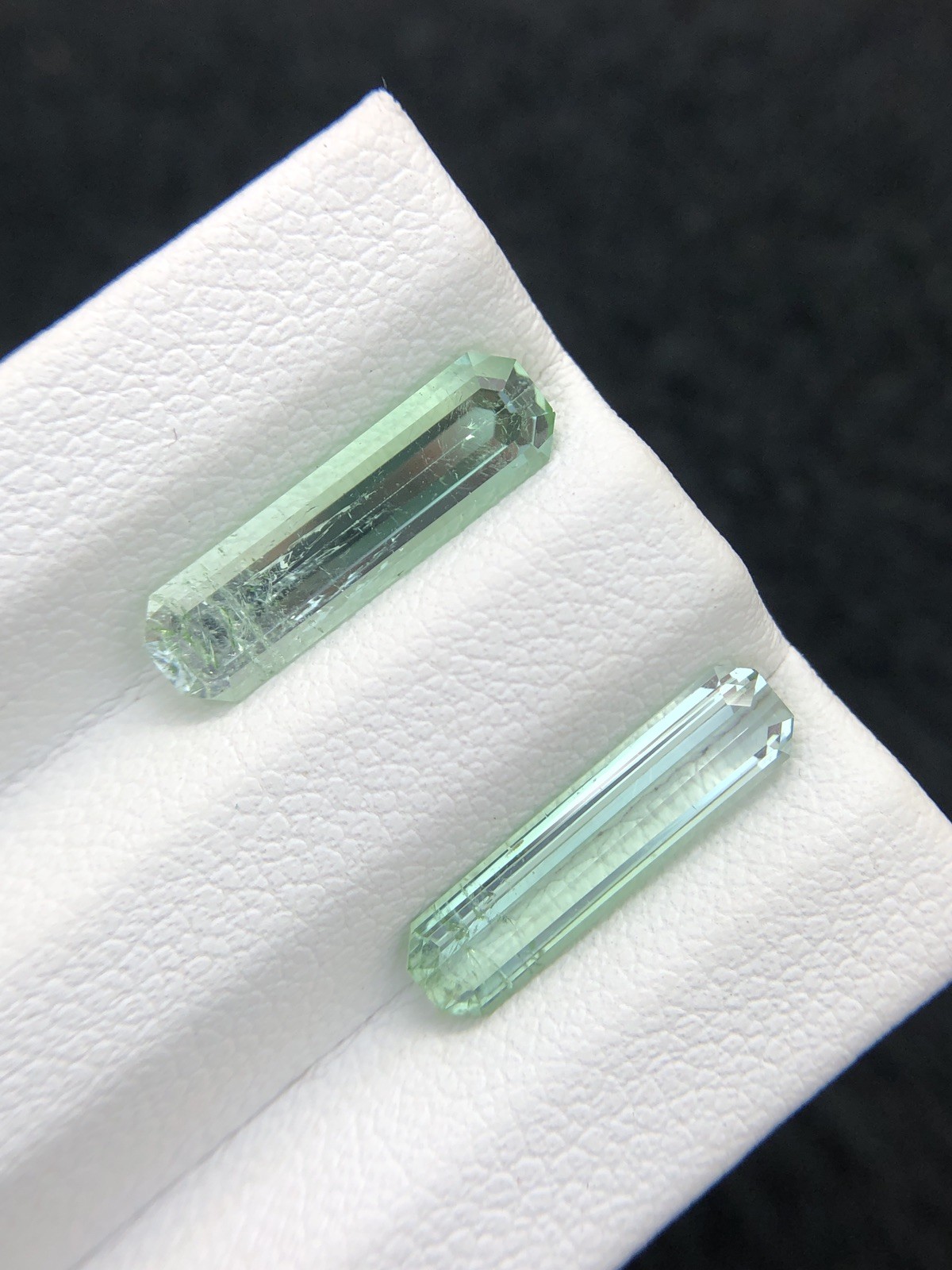 3.70 Ct Natural Seafoam Tourmaline Pair Long Emerald Cut Slightly Included