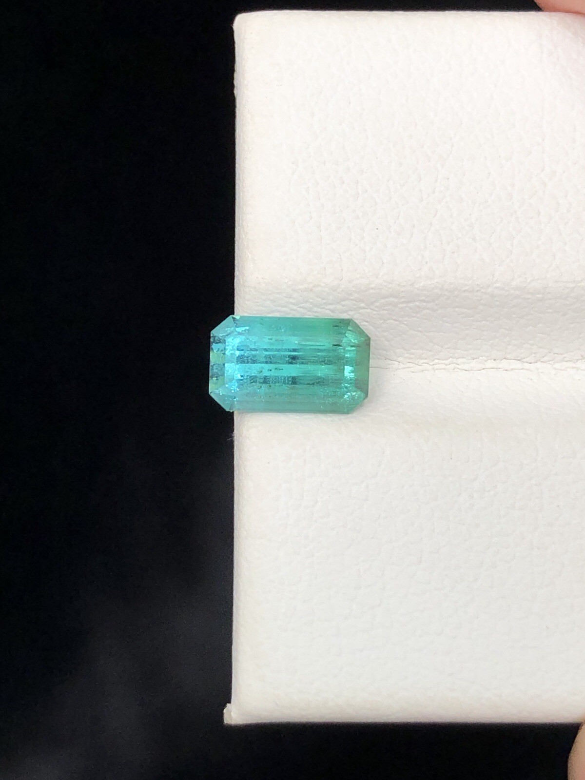 1.35 Ct Natural Blue Green Tourmaline | Emerald Cut Loose Gemstone