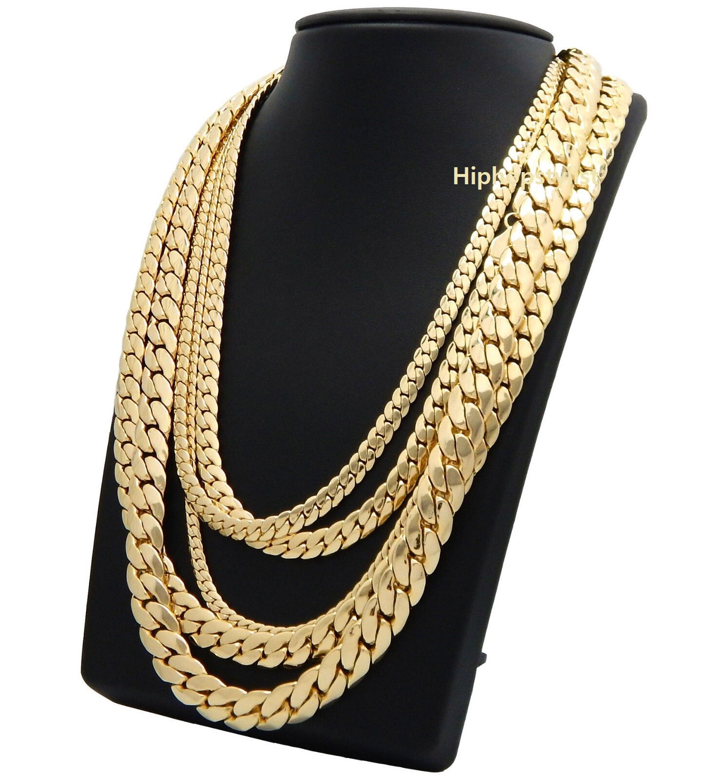 Mens Miami Cuban link Chain 4mm to 12mm 8″ 9″ 20″ 22″ 24″ 26″ 30″ Gold Plated