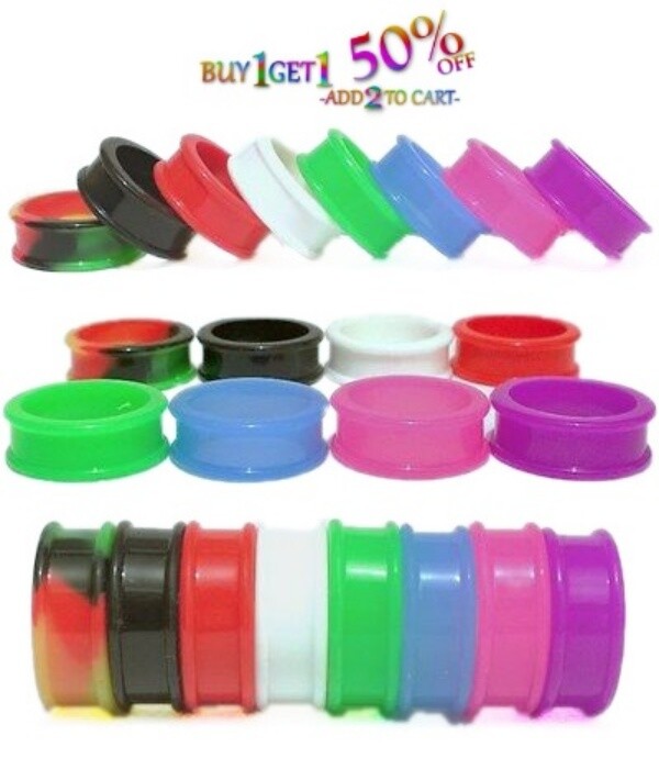 Pair 12g-50mm WHITE SILICONE FLAT FLARE TUNNELS Double Gauges Thin Flesh 2010