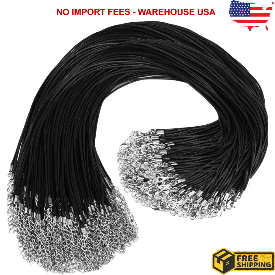 100PCS 18” Leather String Charms Necklace Cords Wholesale Rope Bulk Lot Cords