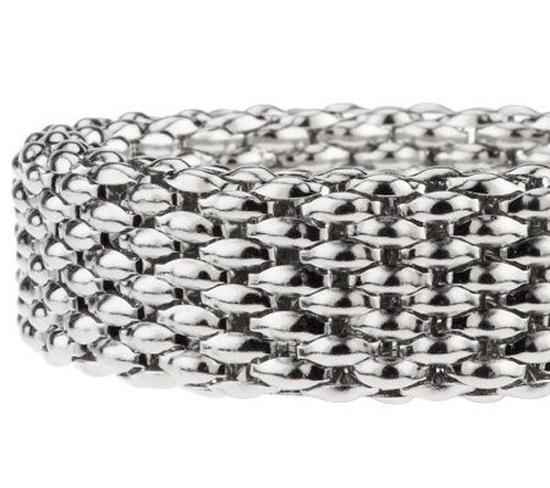 QVC Polished Popcorn Stretch Bangle Bracelet Stainless Steel by Design J282123