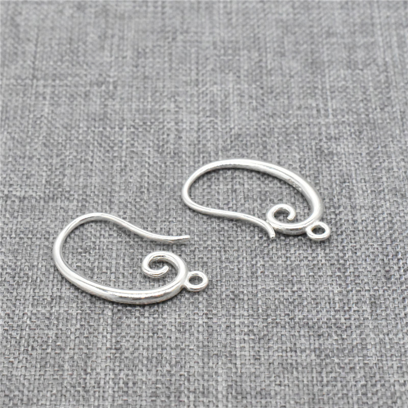 4 Pairs Sterling Silver Ear Wires Spiral Design 925 Silver Earring Hooks w/ Ring