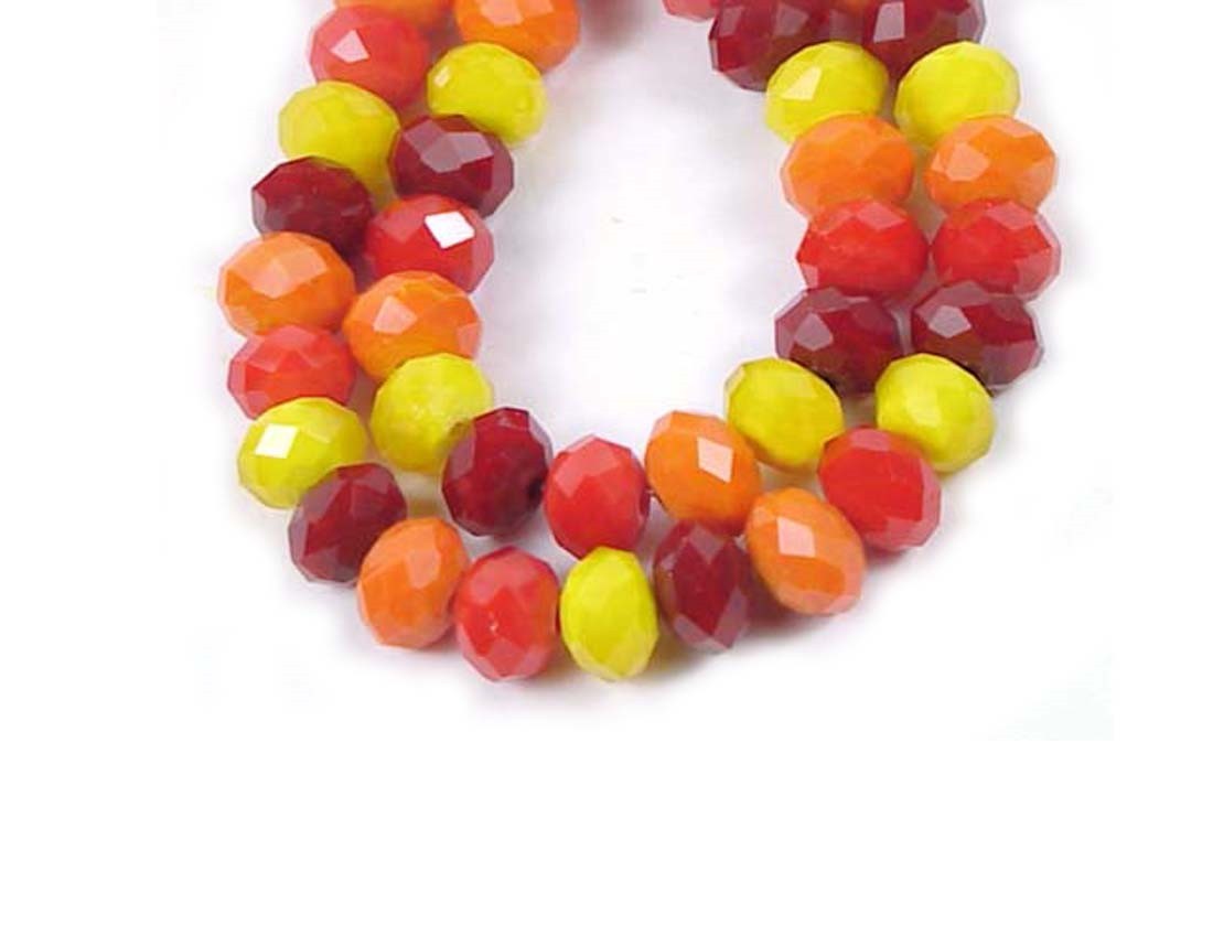8x5mm Autumn MultiColor Glass Faceted Rondelle Beads Opaque Maple (36 pcs)