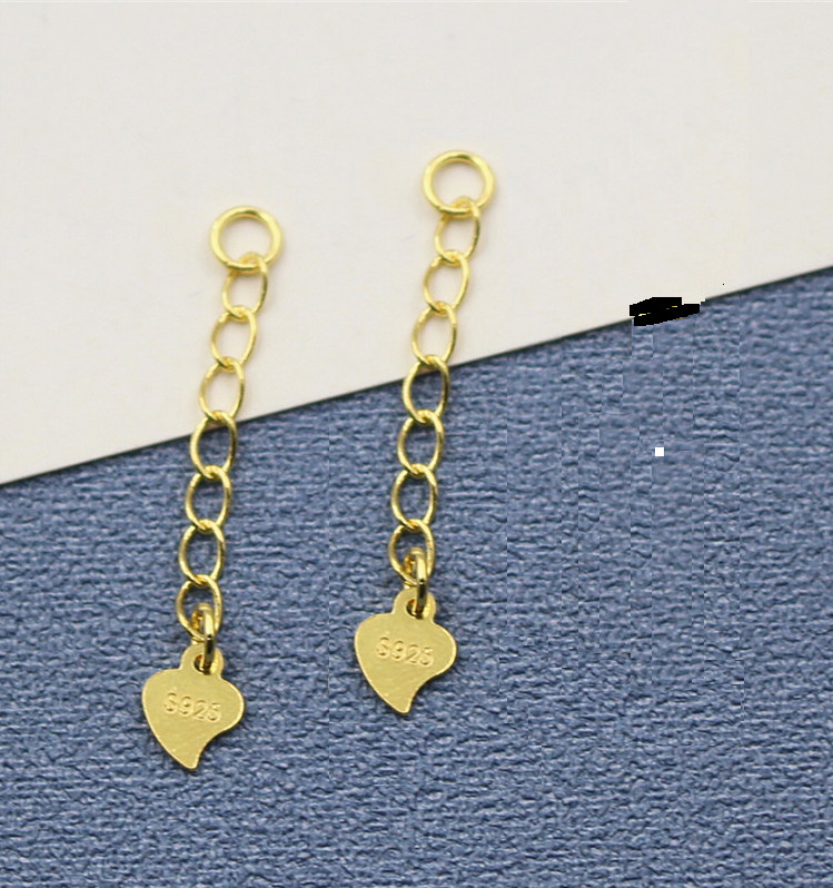 Safety Chain Necklace Extender 925 Sterling Silver Heart Adjustable Extension