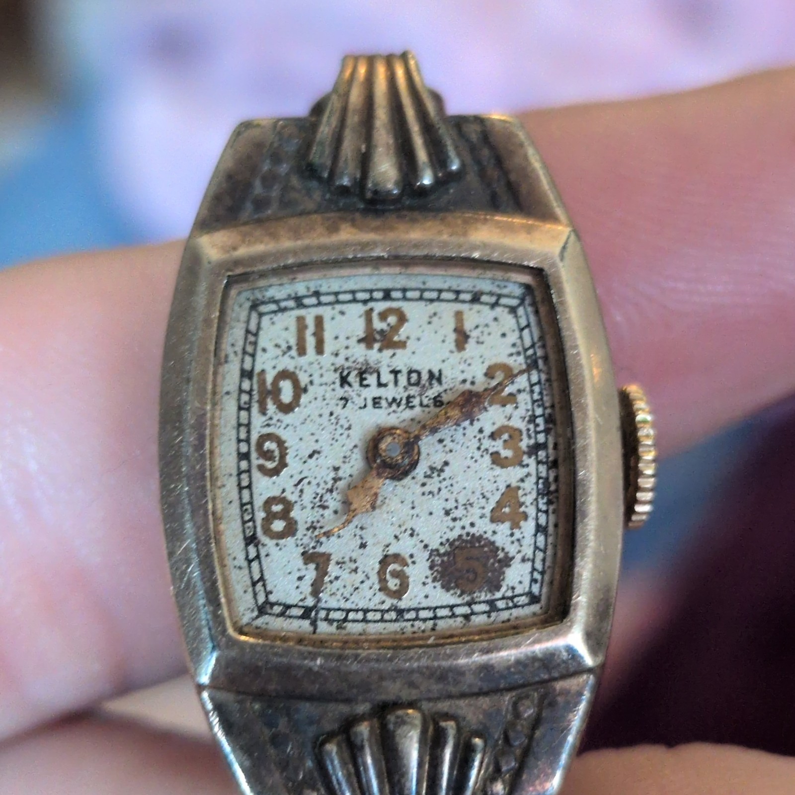 Kelton Vintage 1930s Ladies Manual Wind Art Deco Rectangle Gold Filled 10J
