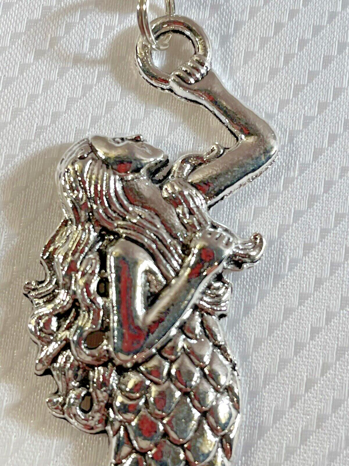 Mermaid Silver Pendant Necklace Stainless 20” Coastal Sea Life Jewelry NEW