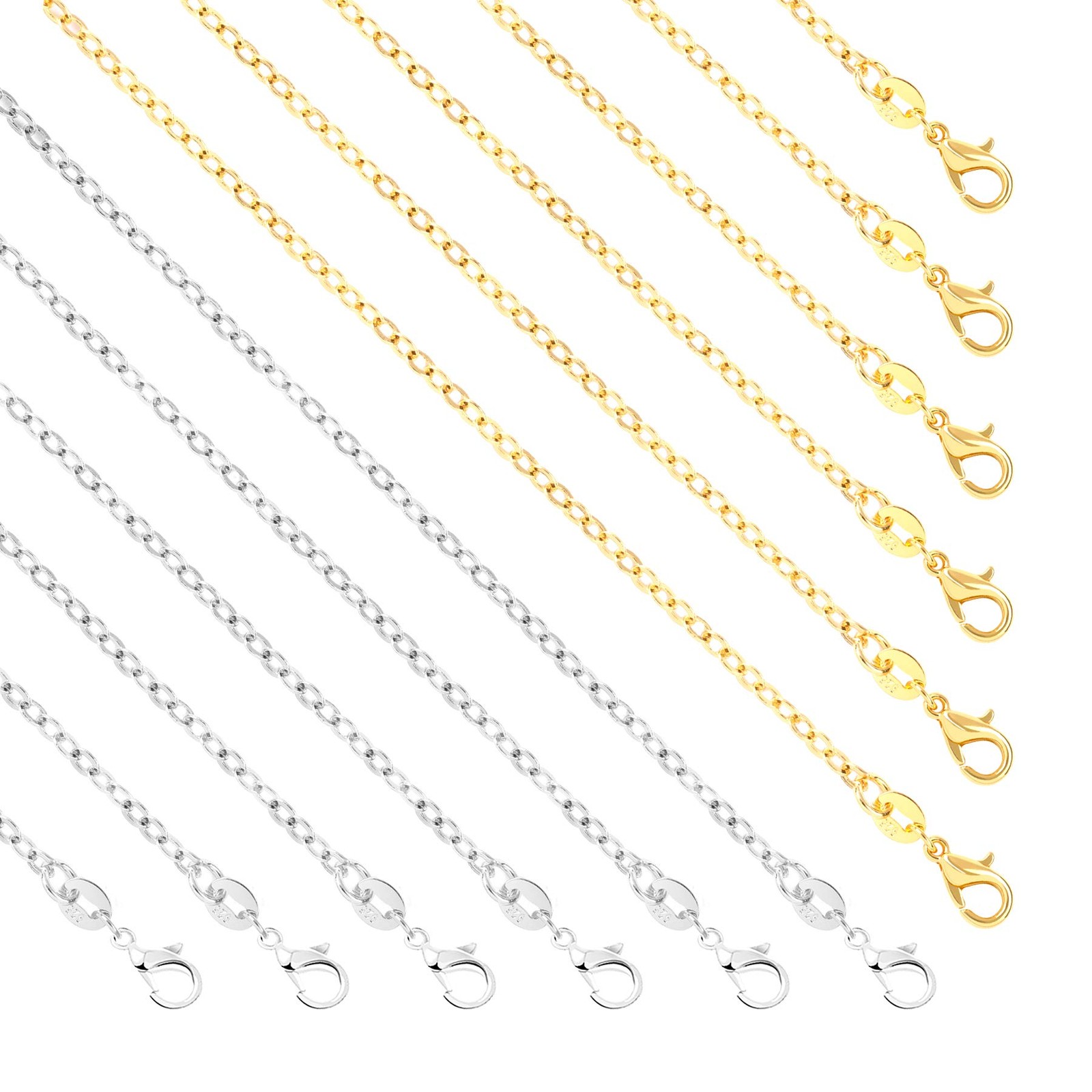 50 Pack Necklace Chains Bulk for Jewelry Making 18 Inches Cable Chain Necklac…