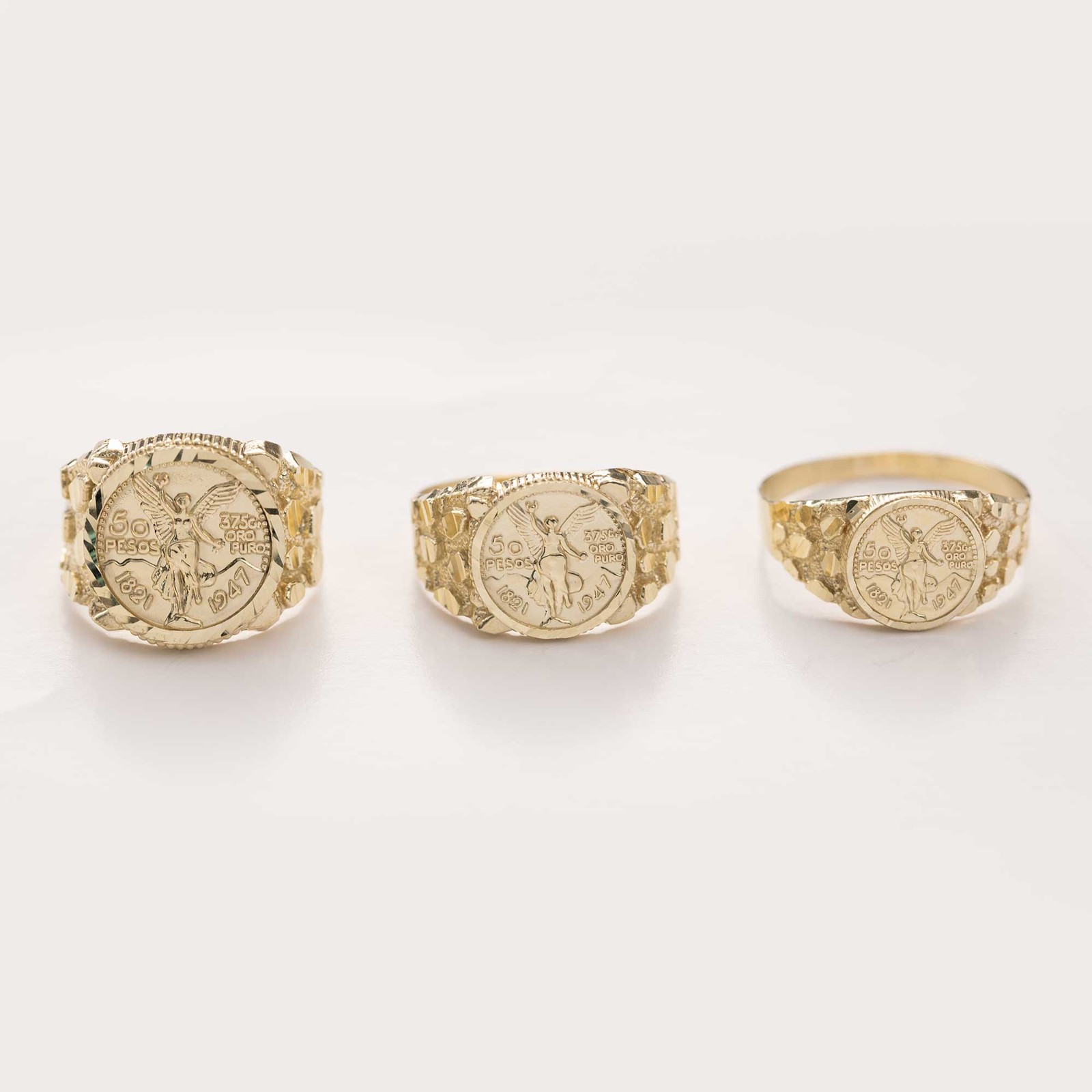 10K GOLD Mexican 50 Pesos Centenario Nugget Signet Ring 10K Yellow Gold All Size