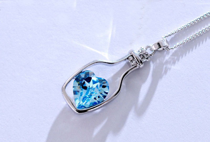 Love Bottle Silver Plated Girl Charm Necklace Gift Women Pendant Fashion Jewelry