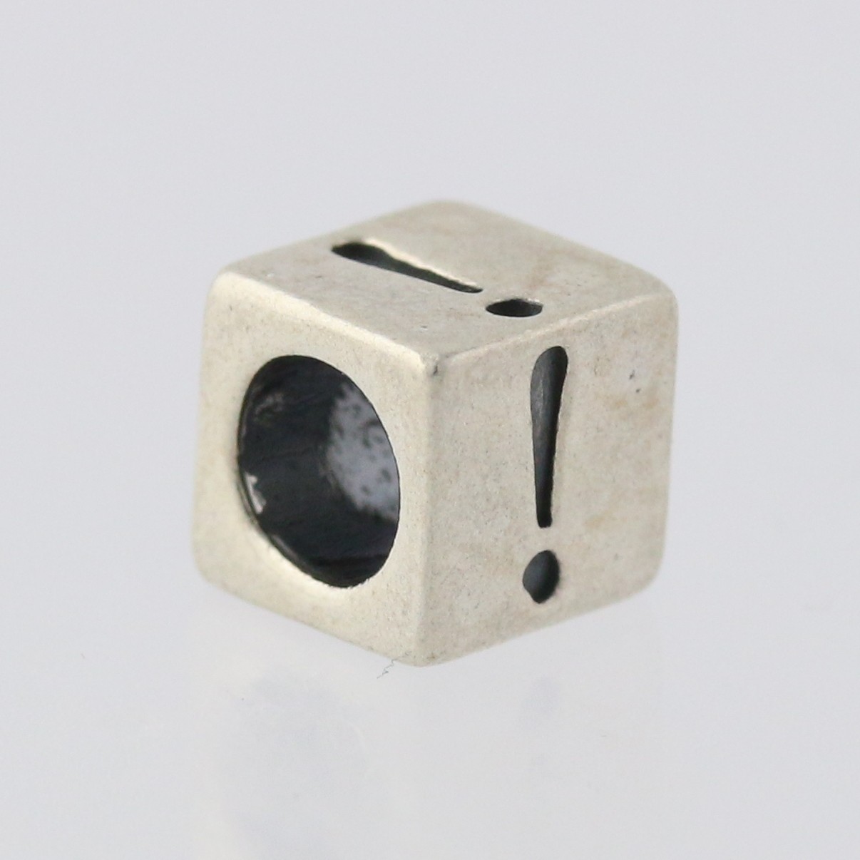 Exclamation Point Block Bead Charm – Sterling Silver 925 Symbol Jewelry Making