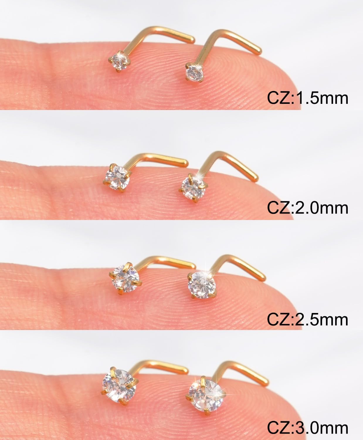 Nose Rings Studs Set for Women Men: 8Pcs 18G 20G 22G 20G/0.8Mm, Gold