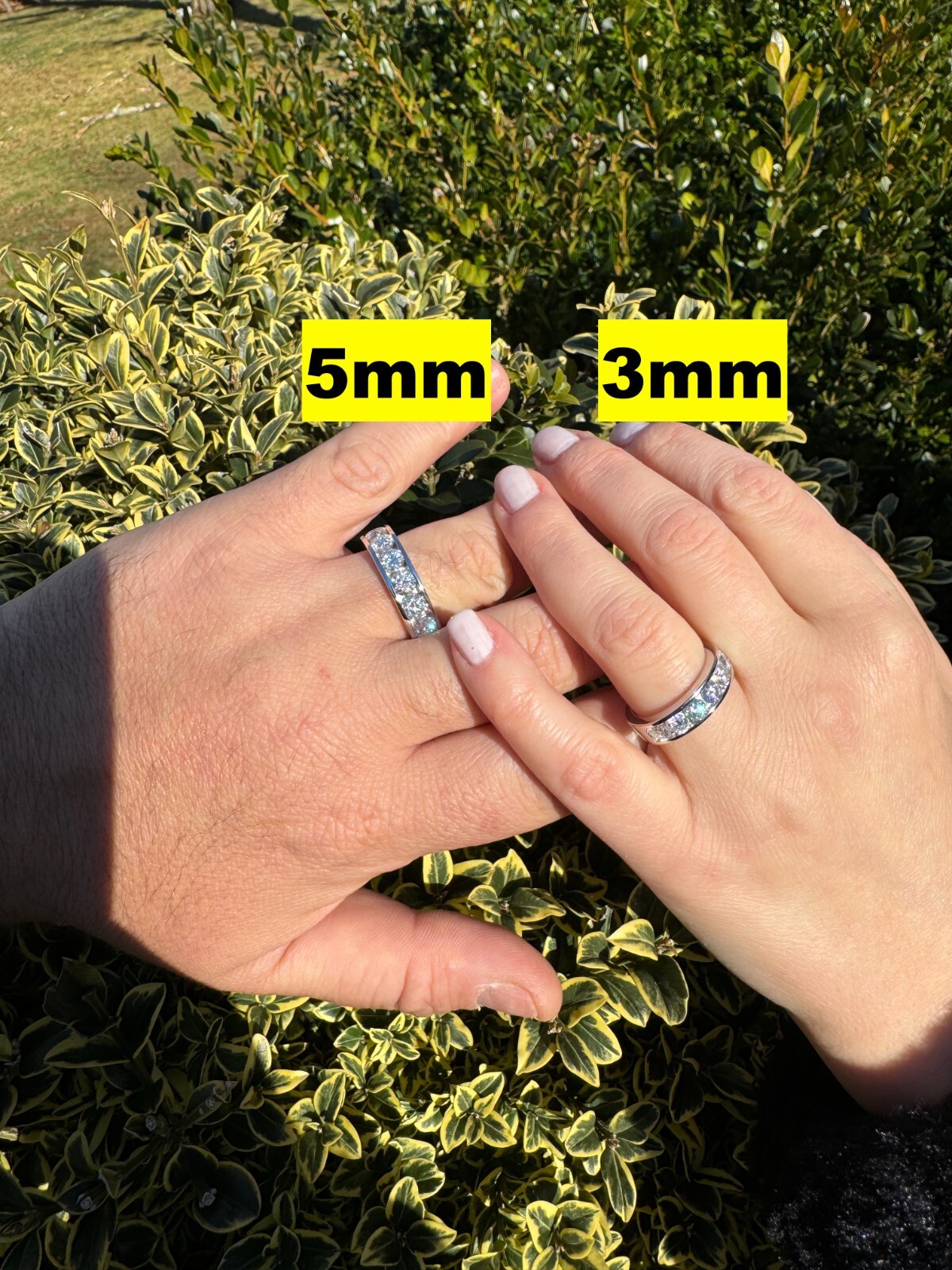 Real Moissanite Half Eternity Band Channel Set Wedding Ring 925 Silver 1.5mm-5mm
