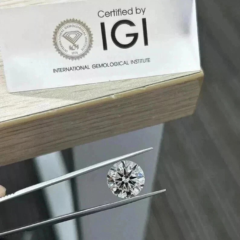 IGI Certified 2CT Lab Grown Diamond D Color Round Cut VVS1Clarity CVD Certified