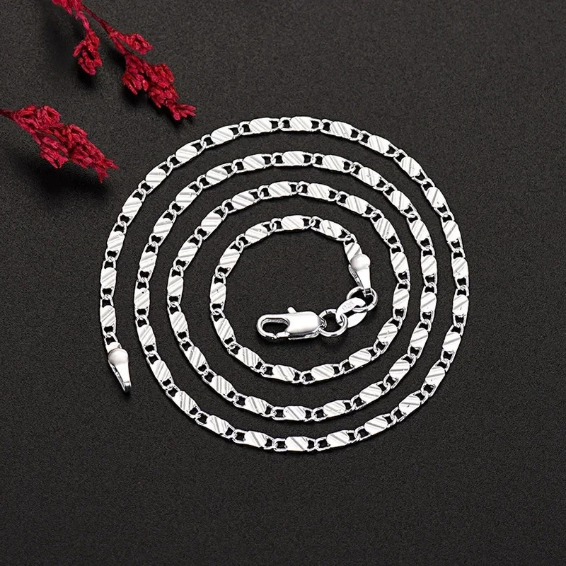 New 925 Sterling Silver fine 2MM flat Clavicle chains Necklaces for Men Women