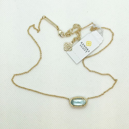 New Kendra Scott Elisa Gold Pendant Necklace In Light Blue Illusion