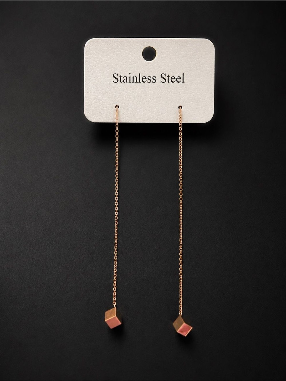 Gold Threader Cube Drop Earrings – Minimalist Women Jewelry