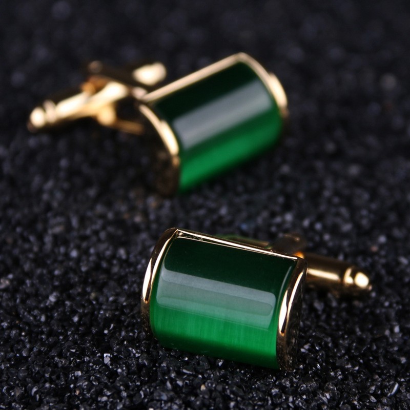 Vintage Men Cufflinks Jewelry Green Gold Cuff Link for Man 1 Pair of Shirt Links