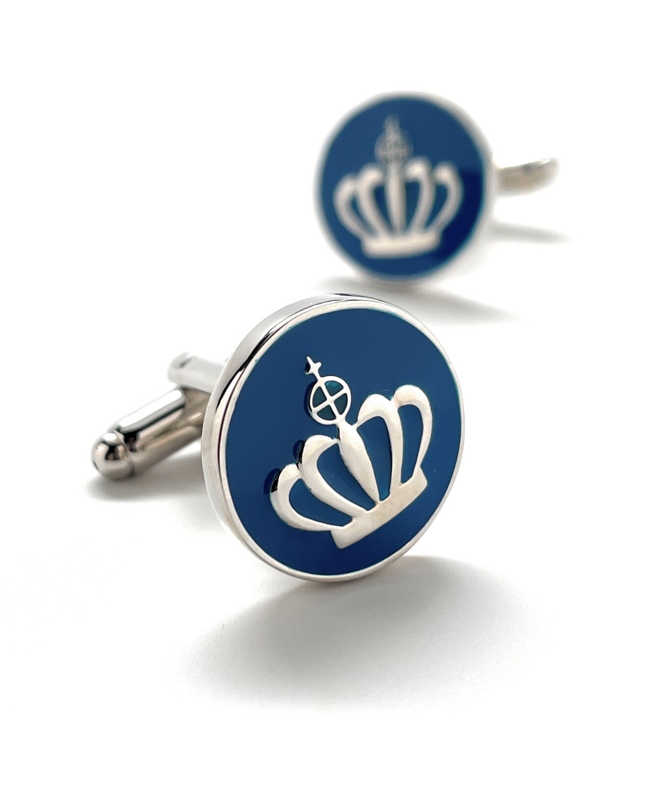 Windsor King Cufflinks Royal Family Palace Estate Cuff Links Blue Enamel Crown