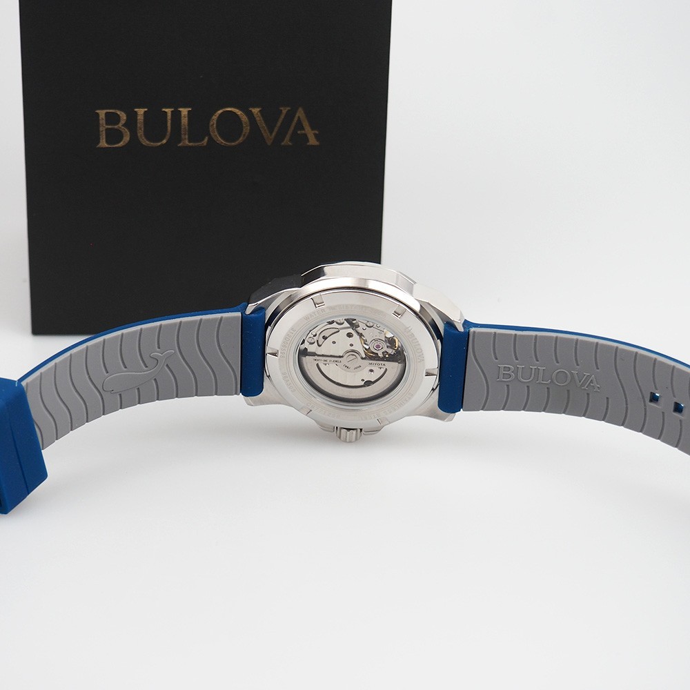 Bulova 98A303 Marine Star Blue Dial Rubber Strap Men’s Automatic Watch 44 mm