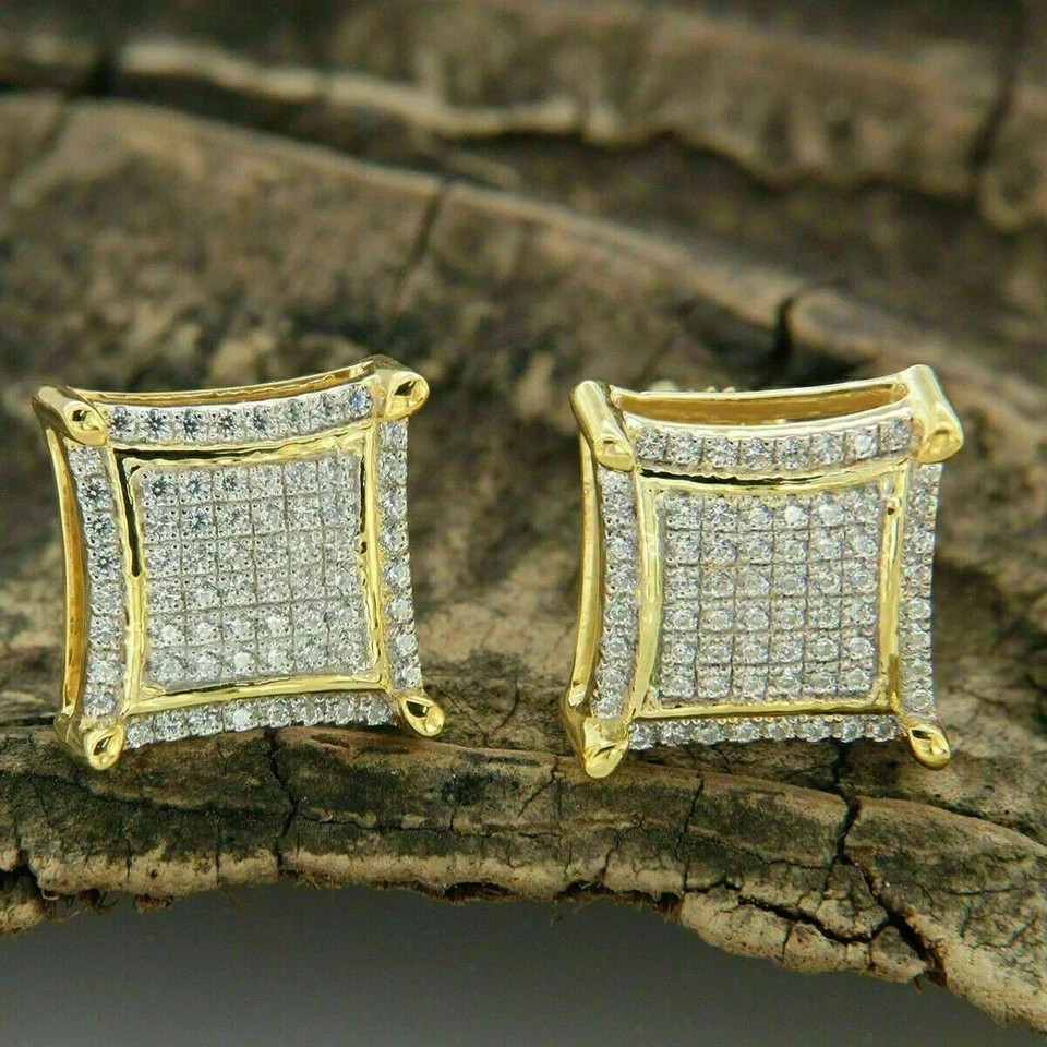 1CT Round Cut Simulated Diamond Solitaire Stud Earrings 14k Yellow Gold Plated