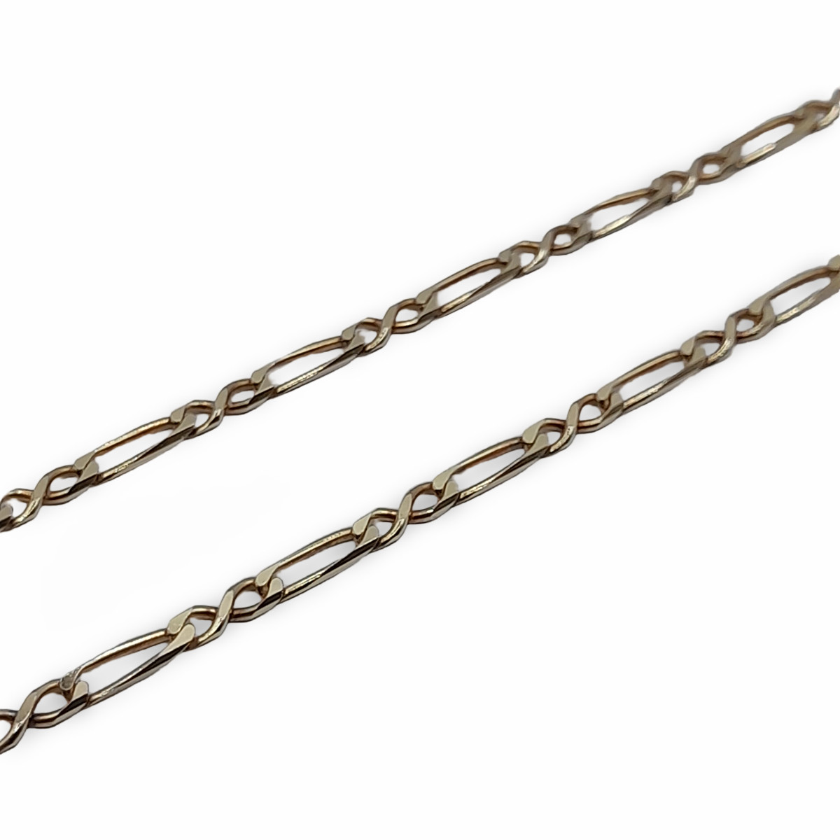 9ct Gold Chain – 9ct Gold Figaro Style Chain Elongated Link Necklace 16Inch 40cm
