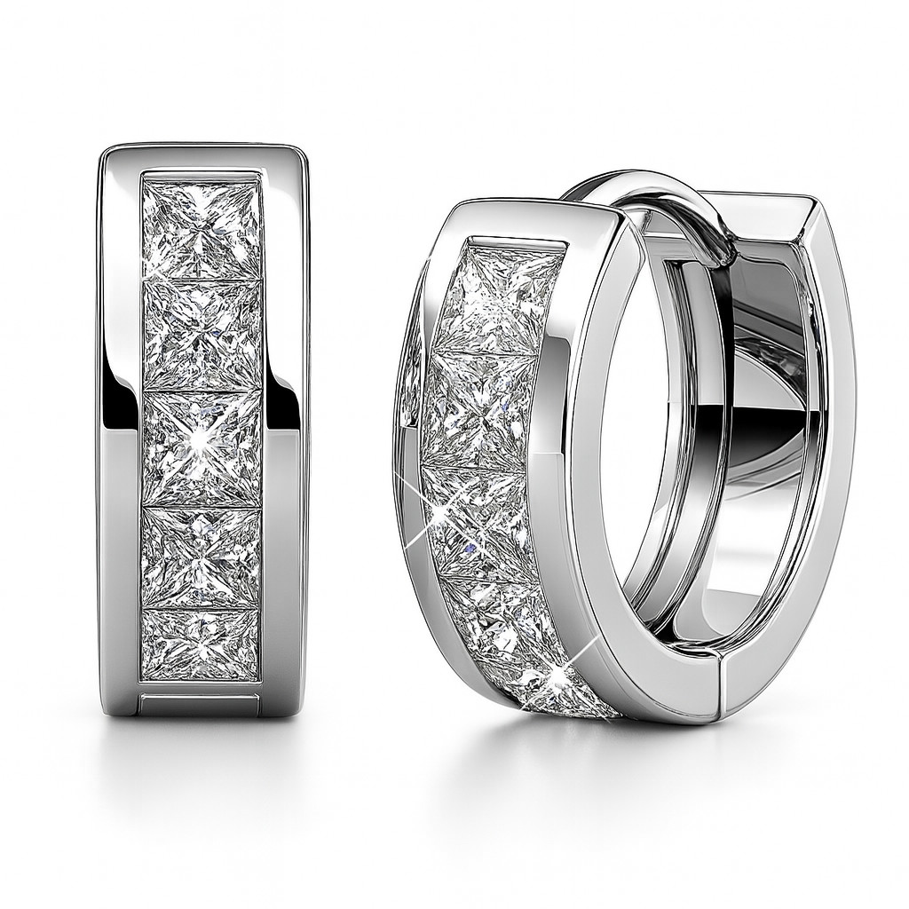 Hoop Earrings Gold/Silver Plated With Cubic Zirconia Fashion Jewelry Unisex, Men