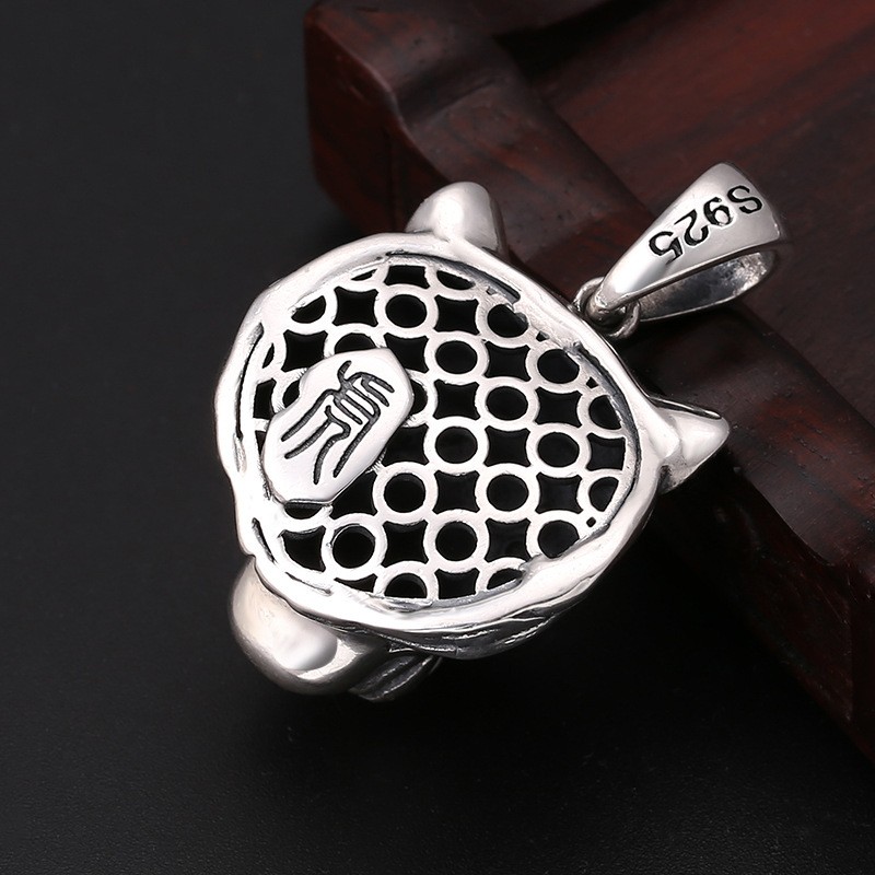 Pure 925 Sterling Silver Pendant Men Women Tiger Head Pendant Powerful TIGER