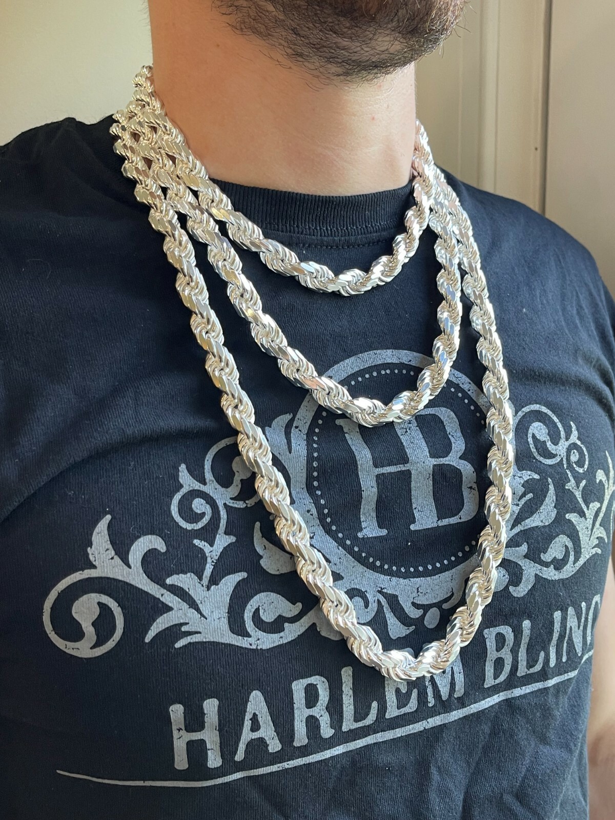 Real Solid 925 Sterling Silver 11mm Thick Men’s Rope Chain Necklace Heavy Kilo