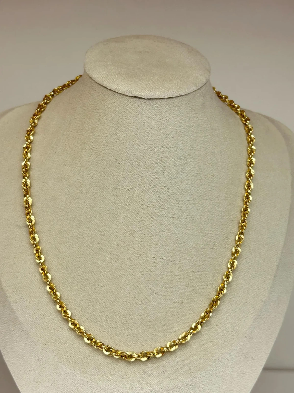 Japanese K18 Polished Double Twist Chain Necklace Solid 18K Gold Collar Necklace