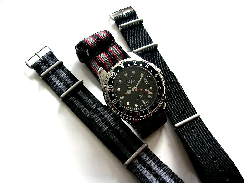 22mm Black-Tan NATO g10 watch band strap 2pak MoD RAF Bonded IW SUISSE 18 20 24