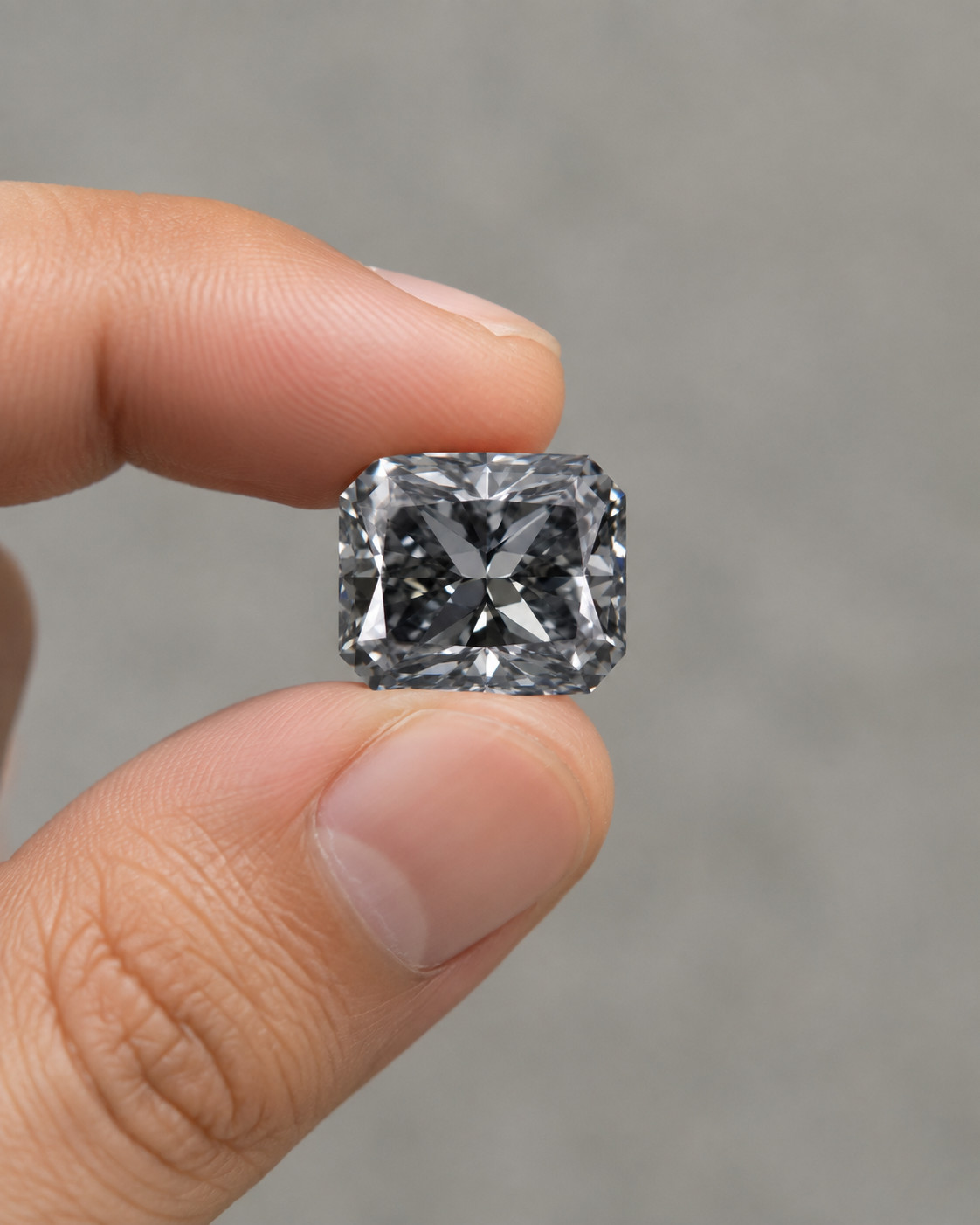 9 Carat Radiant Cut Lab Grown Diamond VVS1 12×16 MM Grey Color Premium quality