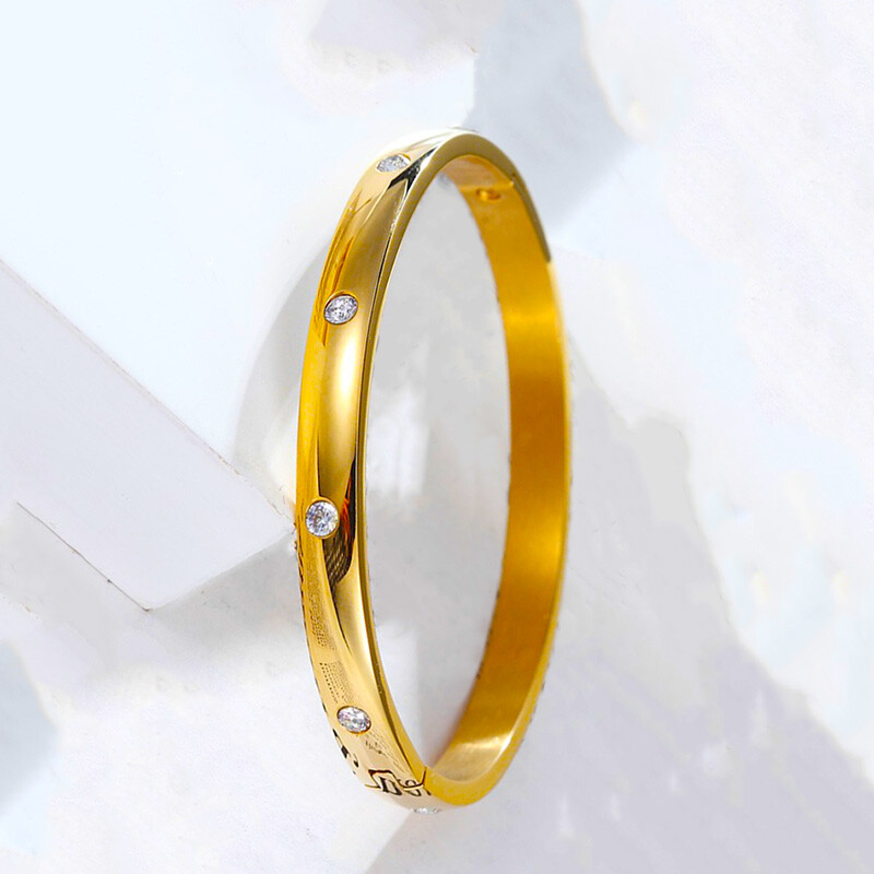 18k Gold Filled Over Sterling Silver Womens Small 6.5″ Open Bracelet Bangle D990